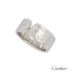 Cartier 18k White Gold C de Cartier Happy Birthday Ring Size 54